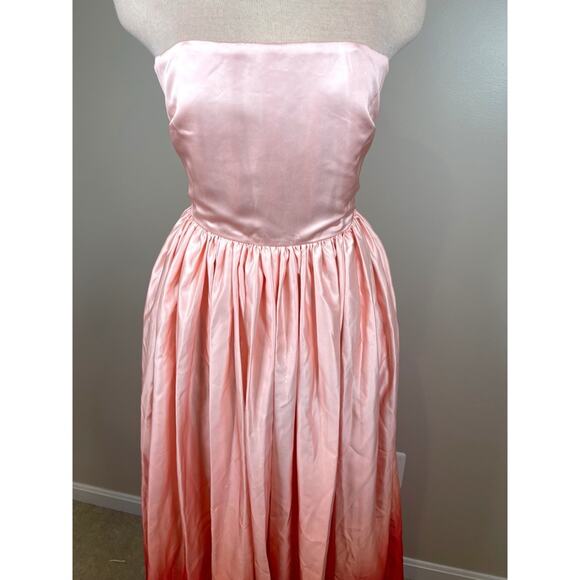 Sau Lee Teigen Blush Red Ombre Strapless Maxi Gown Size 6 - Picture 4 of 12